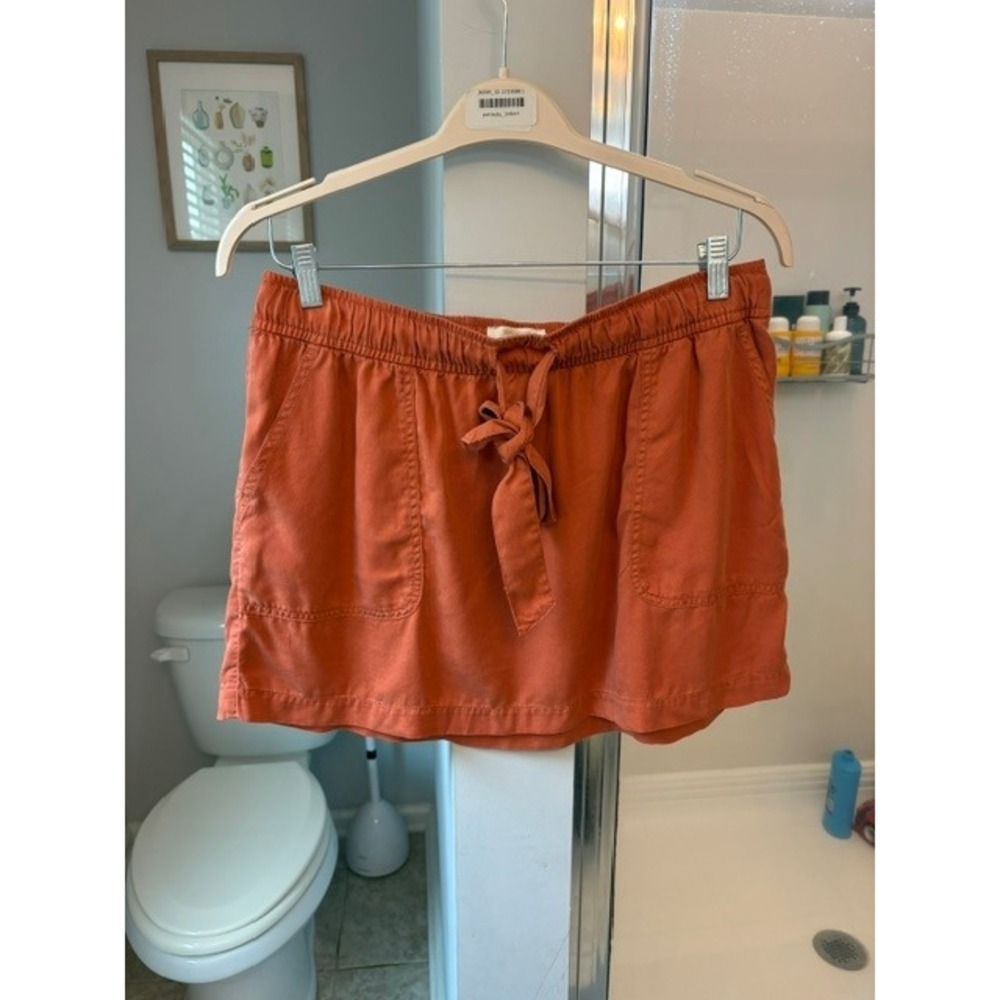 Cynthia Rowley Burnt Orange Lyocell Mini Skirt Womens XL Elastic Waist Pockets